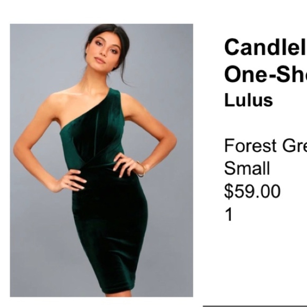 Lulus green velvet one shoulder bodycon dress